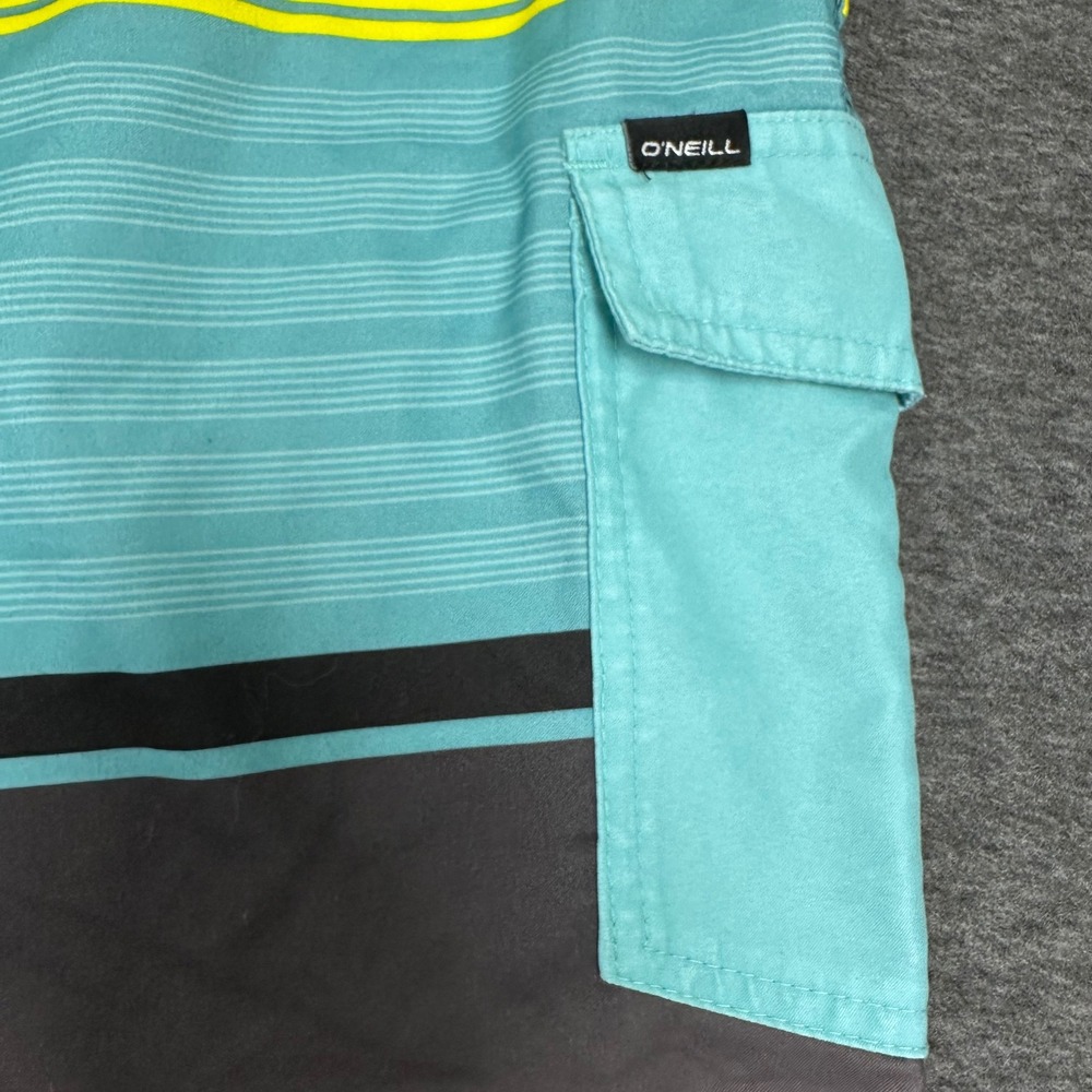 O'Neill Hybrid Swim Black Blue Trunks Striped Board‎ Shorts Beach Surf Size 32 - Picture 3 of 12